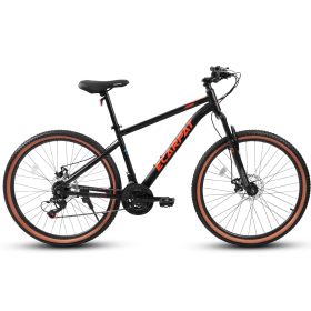 Ecarpat Mountain Bike 24 Inch Wheel, 21-Speed Disc Brakes Trigger Shifter, Carbon Steel Frame Youth Teenagers Mens Womens Trail Commuter City Snow Bea