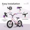 Montasen Kids Bike 16 Inch Bicycle for Boys Girls Ages 4-8 Years, Lightweight Magnesium Alloy Frame, Disc Adjustable Handlebar Training Wheels Pink Pu