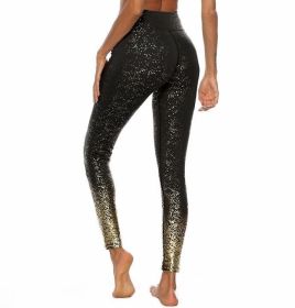 Women's Leggings Fitness Sports Gym Running Yoga Athletic Pants Gold (Color: black, size: XL)