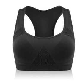Women Running Sports Bra , Gym Fitness Women Seamless Padded Vest Tanks (Color: black, size: XS)