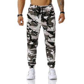 Man Pants Patchwork Camouflage Jogging Pants Outdoor Sports Fitness Sweatpants (Color: Gray, size: 38)