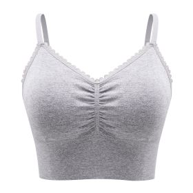 Plus Size Lace Wireless Bras For Women; Low-Impact Activity Sleep Bralette; Comfort Workout Sports Bra; Comfortable Full Coverage; Soft And Breathable (Color: Light grey, size: 3XL)