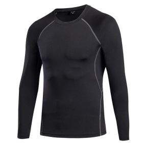 Men's Athletic Long Sleeve Compression Shirts Cool Dry Sport Workout Underwear Shirt,Athletic Base Layer Top (Color: black, size: S)