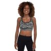 White Wavy Pattern Padded Sports Bra