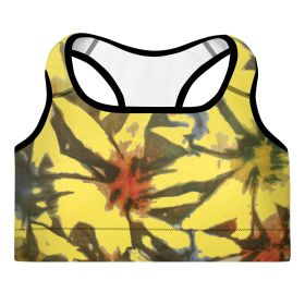 Yellow Tie Dye Padded Sports Bra (size: XS)