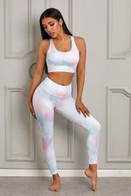 Printed Sports Bra and Leggings Set (Color: Multicolor, size: L)