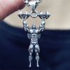 Men's Fitness Dumbbell Muscle Male Pendant Titanium Steel