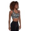 White Wavy Pattern Padded Sports Bra